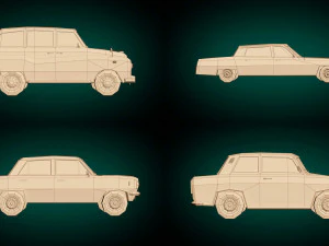 low poly sedan car pack 03 3D Model