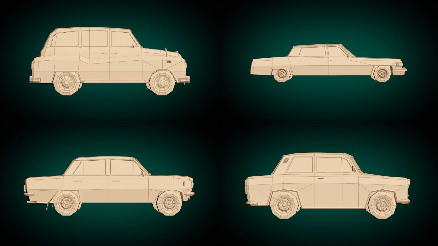 Чертеж low poly машины