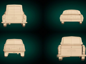 low poly sedan car pack 03 3D 模型