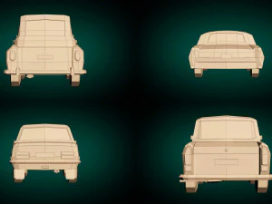 low poly sedan car pack 03 3D Model