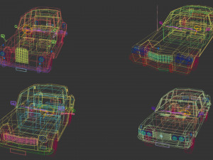low poly sedan car pack 03 3D 模型
