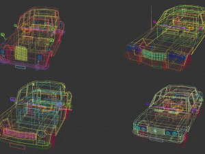 low poly sedan car pack 03 3D Model