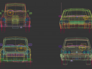 low poly sedan car pack 03 3D 模型