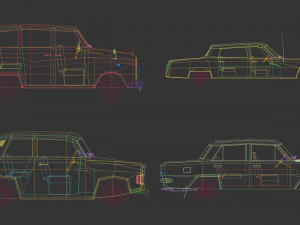 low poly sedan car pack 03 3D 模型