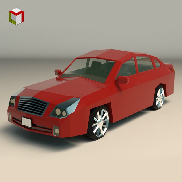 low poly sedan car 12 3D Model .c4d .max .obj .3ds .fbx .stl .blend 