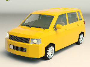 low poly minivan 01 3D Model