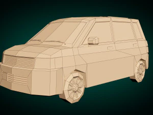 minivan a basso poli 01 Modello 3D
