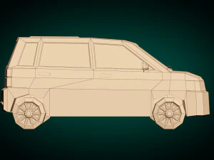 minivan a basso poli 01 Modello 3D