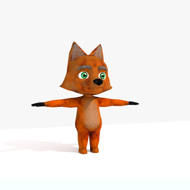 fox cartoon 3D Model .c4d .max .obj .3ds .fbx .stl .blend 