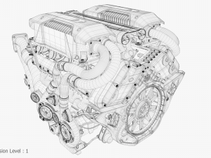 Bugatti chiron engine Model 3D