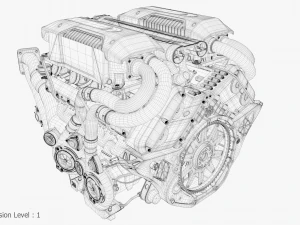 Motor Bugatti Chiron Modelo 3D