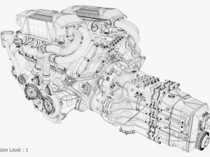 Motor Bugatti Chiron Modelo 3D