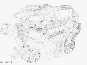 Motor Bugatti Chiron Modelo 3D