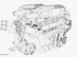 Motor Bugatti Chiron Modelo 3D