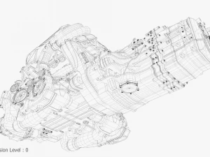 Motor Bugatti Chiron Modelo 3D