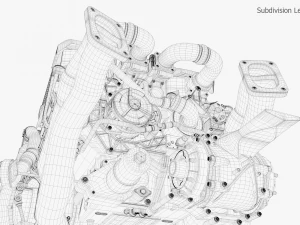 Motor Bugatti Chiron Modelo 3D