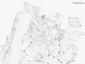 Motor Bugatti Chiron Modelo 3D