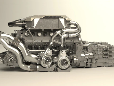 Motor Bugatti Chiron Modelo 3D
