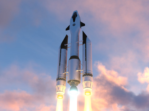 Rocket spaceship with interior 3D-Modell