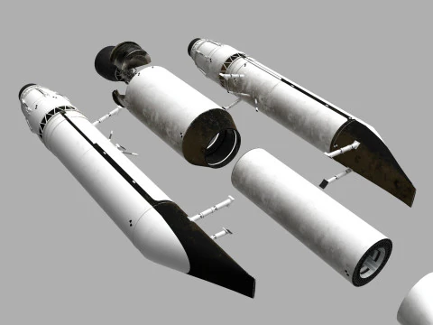 Rocket spaceship with interior 3D Model