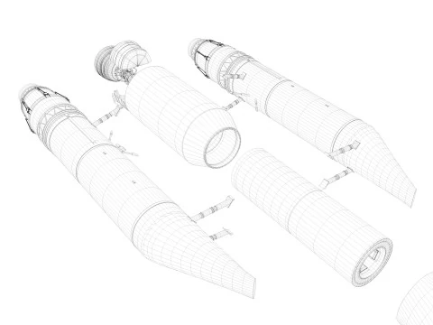 Rocket spaceship with interior 3D Model