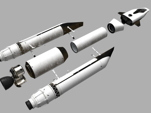 Rocket spaceship with interior 3D-Modell