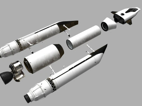 Rocket spaceship with interior 3D Model