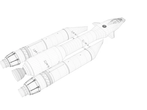 Rocket spaceship with interior 3D Model