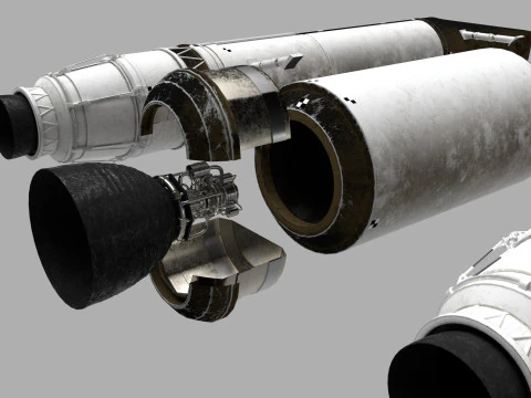 Rocket spaceship with interior 3D Model