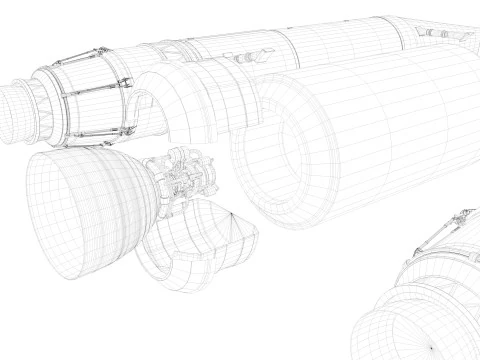 Rocket spaceship with interior 3D Model