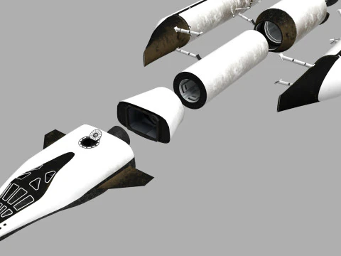 Rocket spaceship with interior 3D Model
