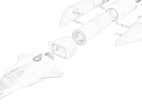 Rocket spaceship with interior 3D Model
