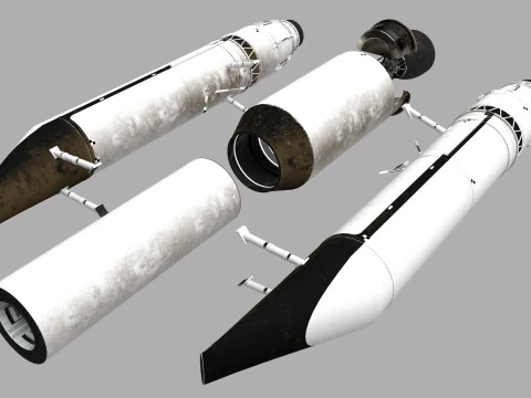Rocket spaceship with interior 3D Model