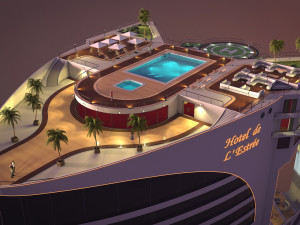 3d hotel - rooftop - inside 3Dモデル