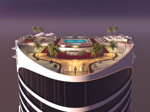 3d hotel - rooftop - inside 3D Model