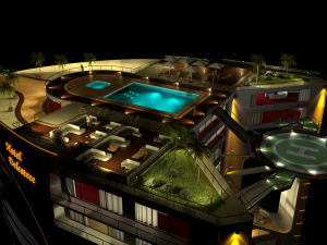 3d hotel - rooftop - inside 3D Model