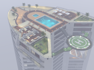 3d hotel - rooftop - inside 3D Model