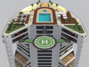 3d hotel - rooftop - inside 3D Model