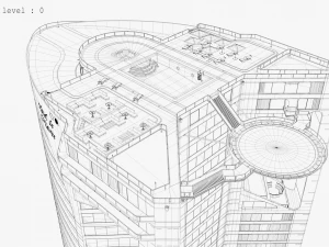Hotel 3D - tetto - interno Modello 3D