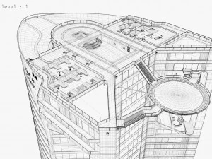 Hotel 3D - tetto - interno Modello 3D
