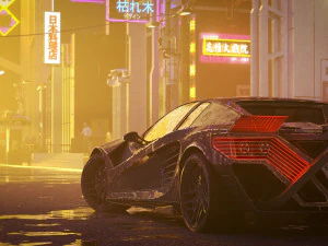 Cyberpunk car concept 3D Model