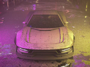 Cyberpunk car concept 3D Model