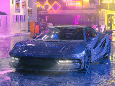 Cyberpunk car concept 3D Model