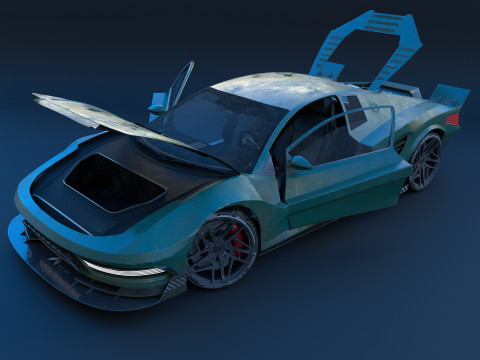 Cyberpunk car concept 3D 模型