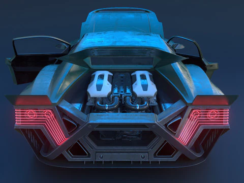 Cyberpunk car concept 3D Model