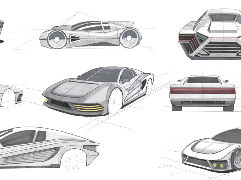 Cyberpunk car concept 3D Model