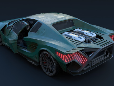 Cyberpunk car concept 3D 模型