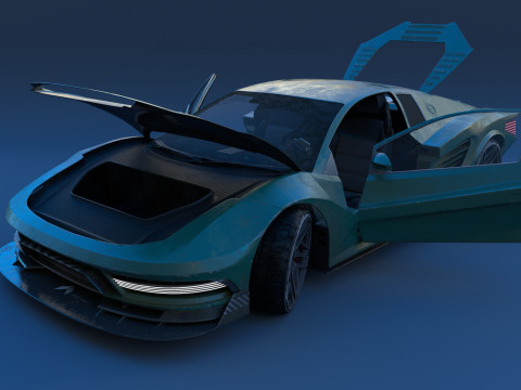 Cyberpunk car concept 3D 模型