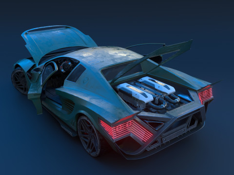 Cyberpunk car concept 3D 模型