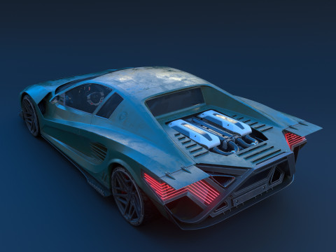 Cyberpunk car concept 3D 模型